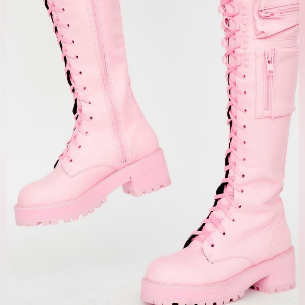Dollz Kill Bubblegum Pink Combat Boots